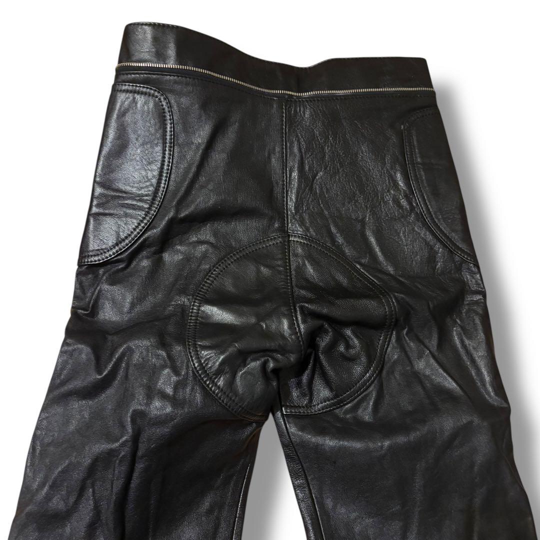 希少 YAMAHA ヤマハ レーシング レザースーツ つなぎ 牛革 赤黒 L