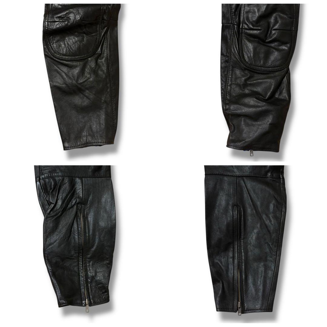 希少 YAMAHA ヤマハ レーシング レザースーツ つなぎ 牛革 赤黒 L