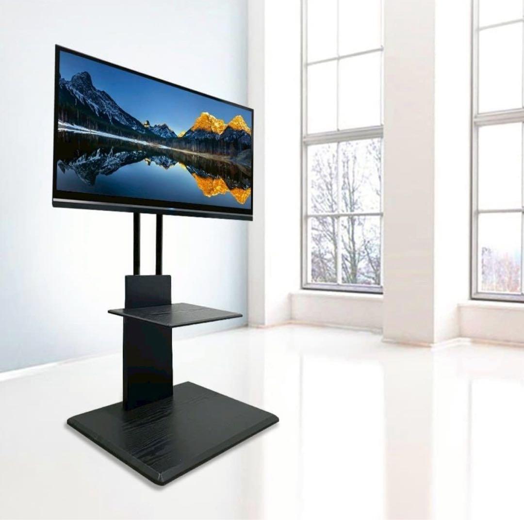 32〜70型対応 テレビスタンド 高さ角度調整 可動棚付き ブラック 黒 即購入