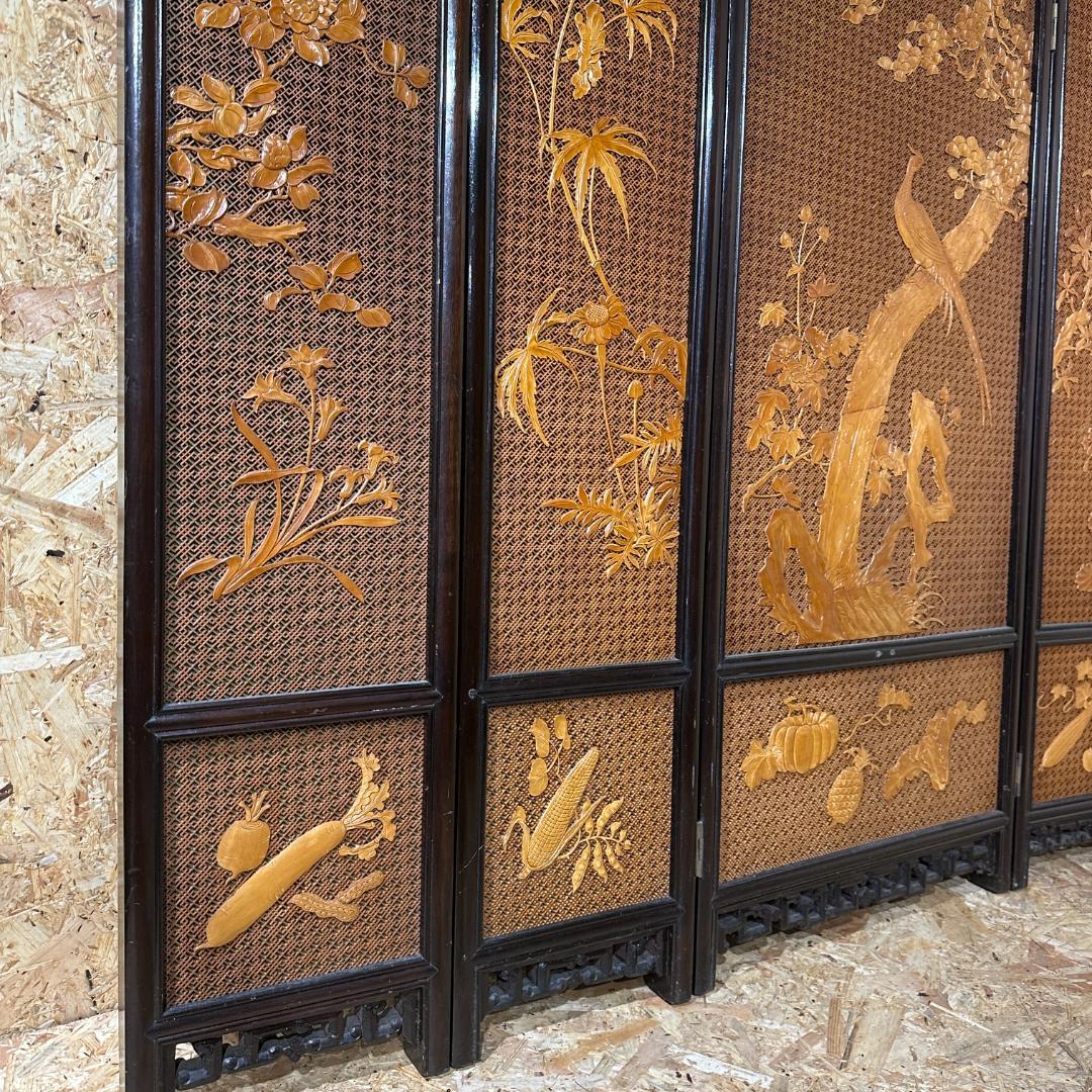 中国古家具 四君子 衝立 5枚屏風