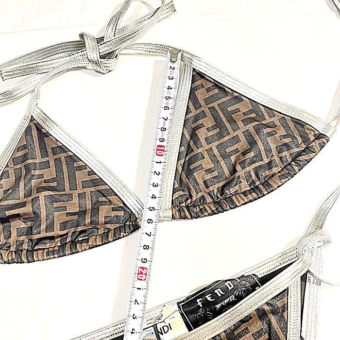 FENDI フェンディ FF ロゴ ズッカ 水着 ビキニ ブラウン シルバー