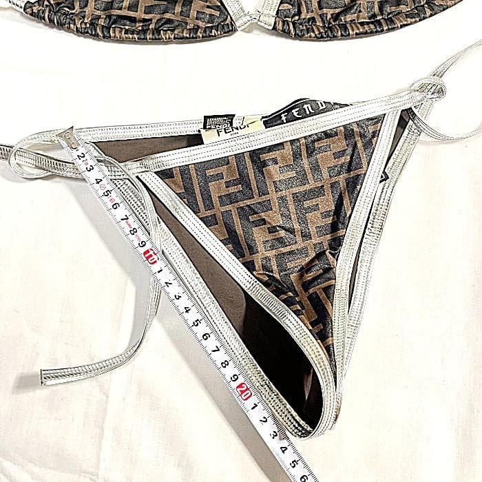 FENDI フェンディ FF ロゴ ズッカ 水着 ビキニ ブラウン シルバー