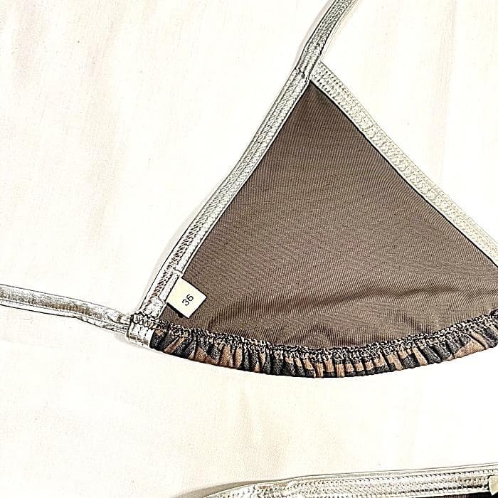 FENDI フェンディ FF ロゴ ズッカ 水着 ビキニ ブラウン シルバー