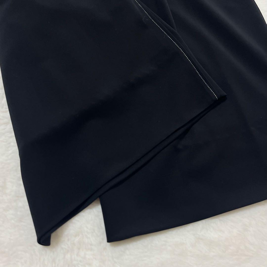 エストネーション オールインワンパンツ リボンベルト 黒 白ステッチ 38