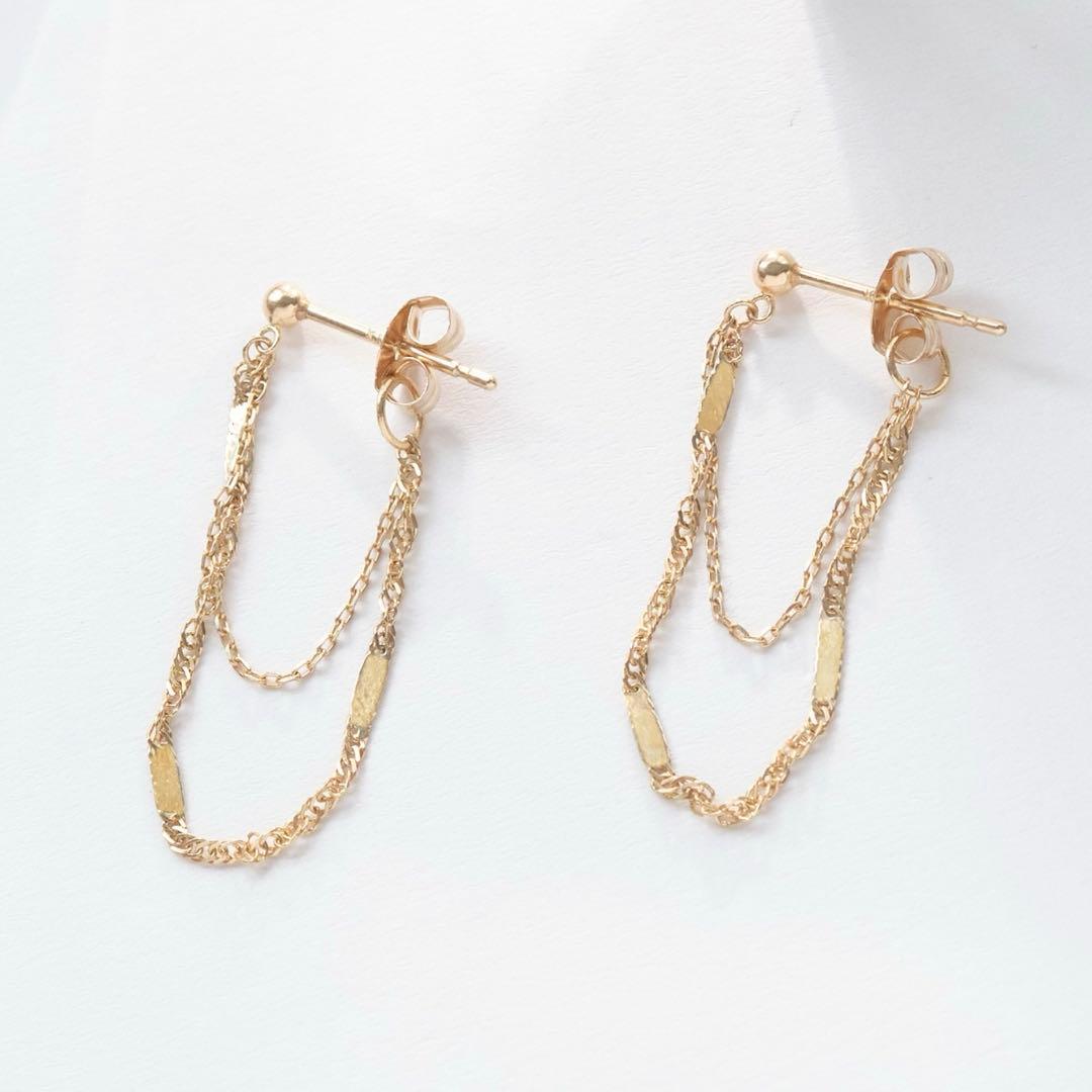 チェーンフープピアス K10