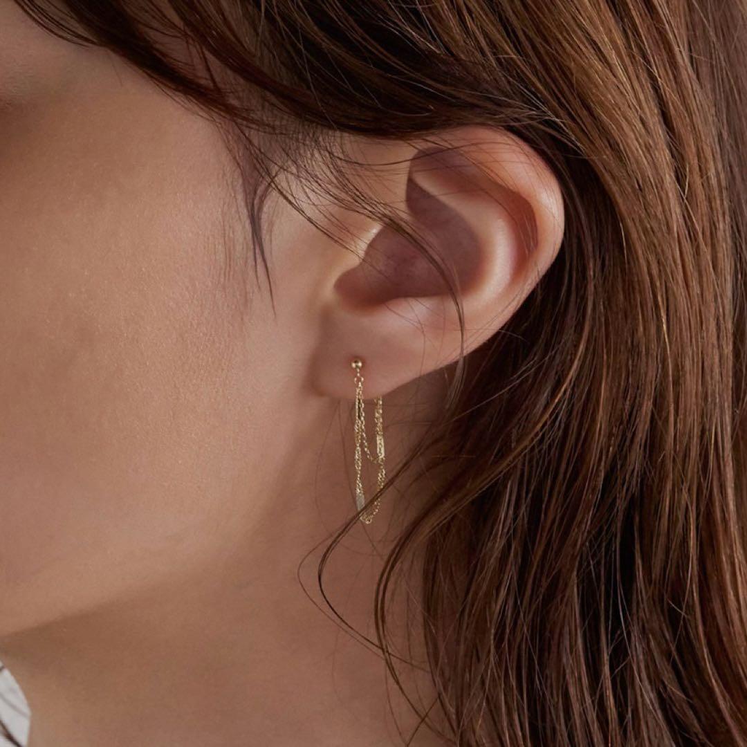 チェーンフープピアス K10