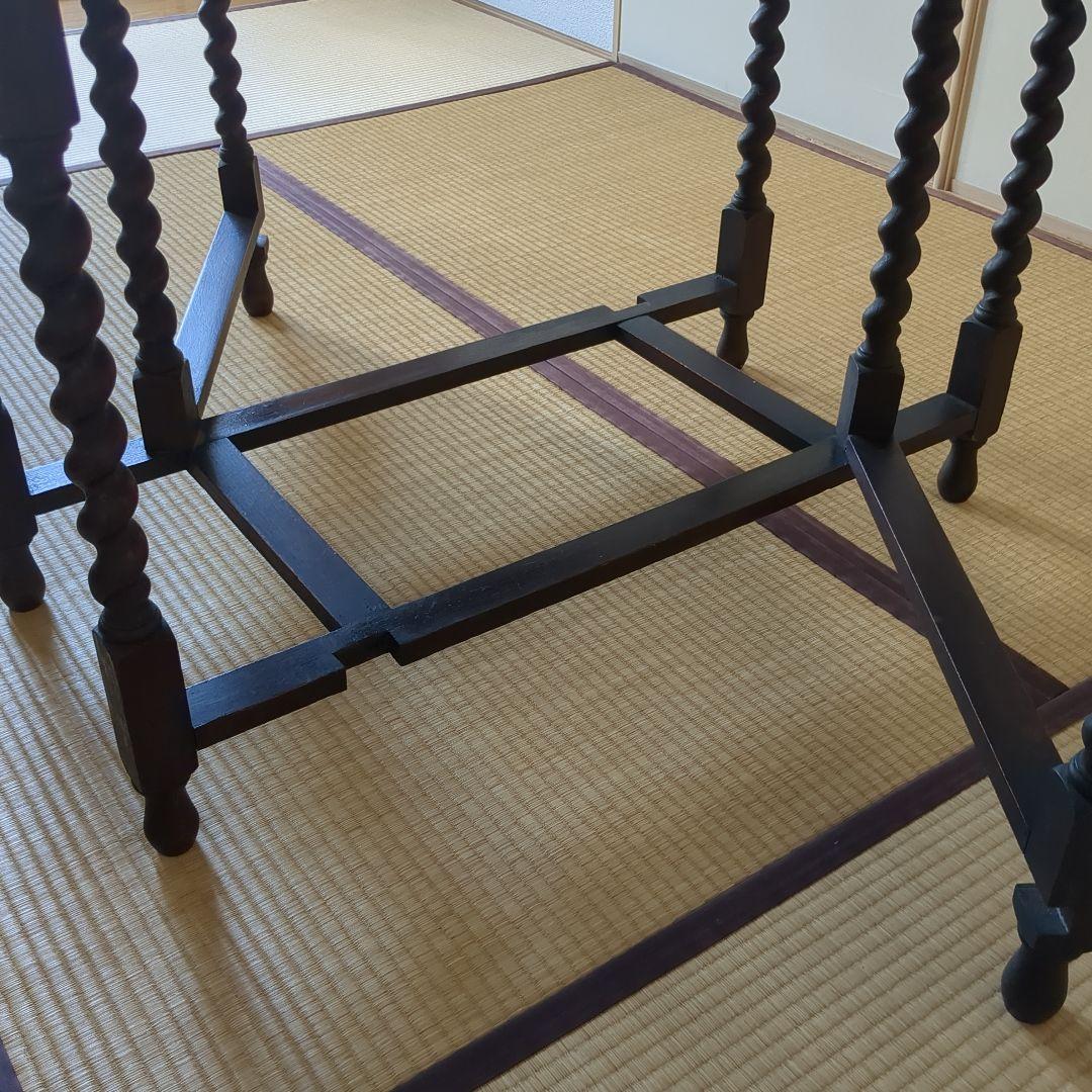 木製 ダークブラウン ねじり脚　ゲートレッグテーブル　バタフライテーブル