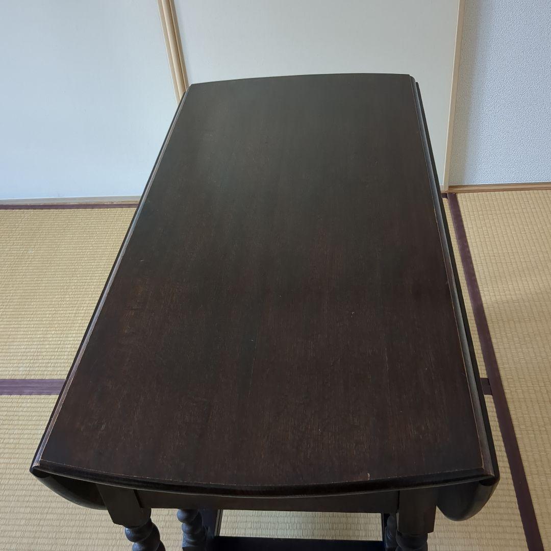 木製 ダークブラウン ねじり脚　ゲートレッグテーブル　バタフライテーブル