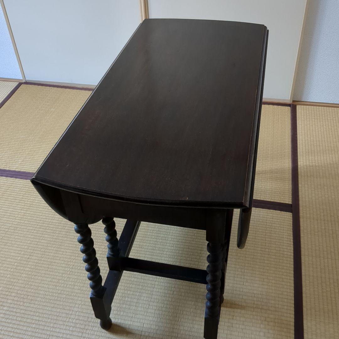 木製 ダークブラウン ねじり脚　ゲートレッグテーブル　バタフライテーブル