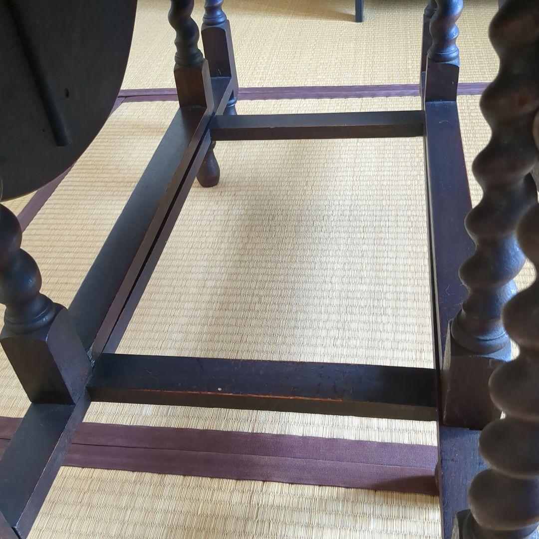 木製 ダークブラウン ねじり脚　ゲートレッグテーブル　バタフライテーブル