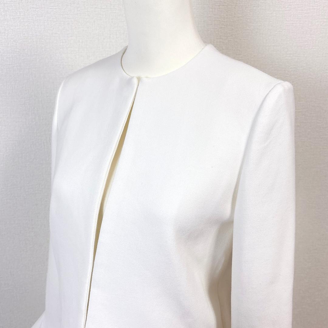 美品 YOKOCHAN ノーカラージャケット ティアードスリーブ 8 ホワイト