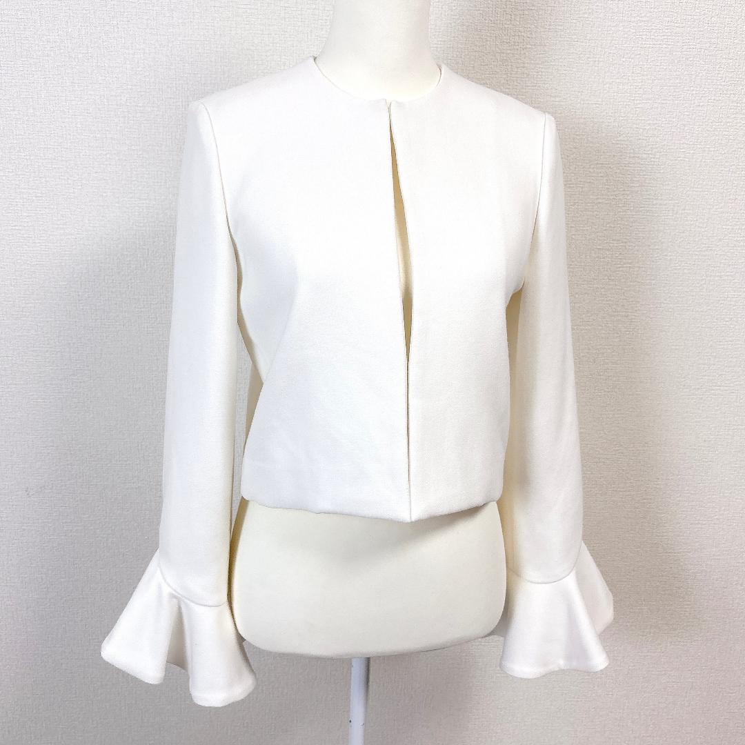 美品 YOKOCHAN ノーカラージャケット ティアードスリーブ 8 ホワイト