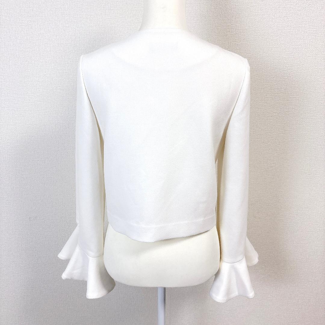 美品 YOKOCHAN ノーカラージャケット ティアードスリーブ 8 ホワイト