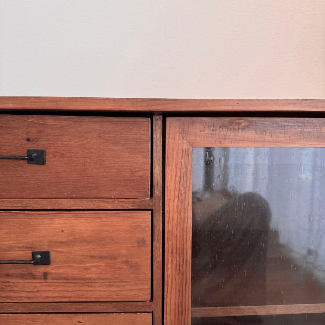 大*魂様 ビンテージ風サイドボード/ガラス扉キャビネット/テレビ台/ B-Com