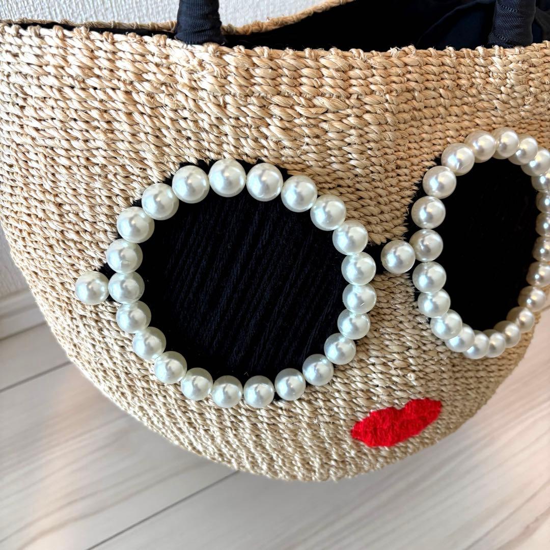 【美品】a-jolie パール　サングラス　カゴバッグ　ハンドメイド　アジョリー