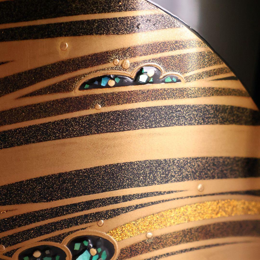 MA495 輪島塗 大徹造 田中貴司 流水金蒔絵 螺鈿入 手付花生 共箱 花器