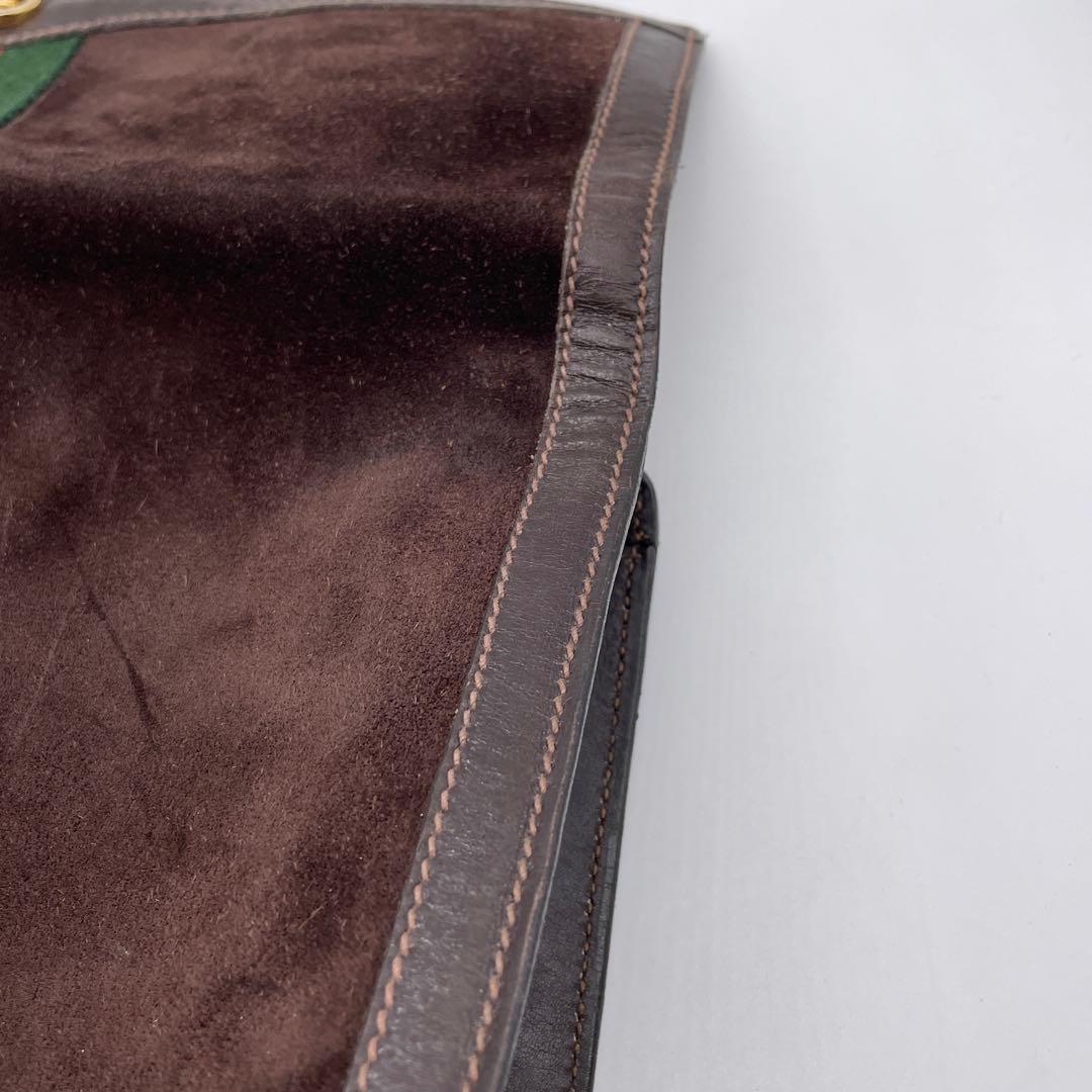 ●GUCCI クラッチバッグ●シェリーライン スエード グッチ レザー オールド