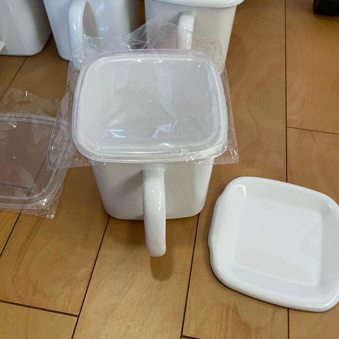 野田琺瑯　保存容器 ホーロー 持ち手付きストッカー 角型 Lサイズ 密閉