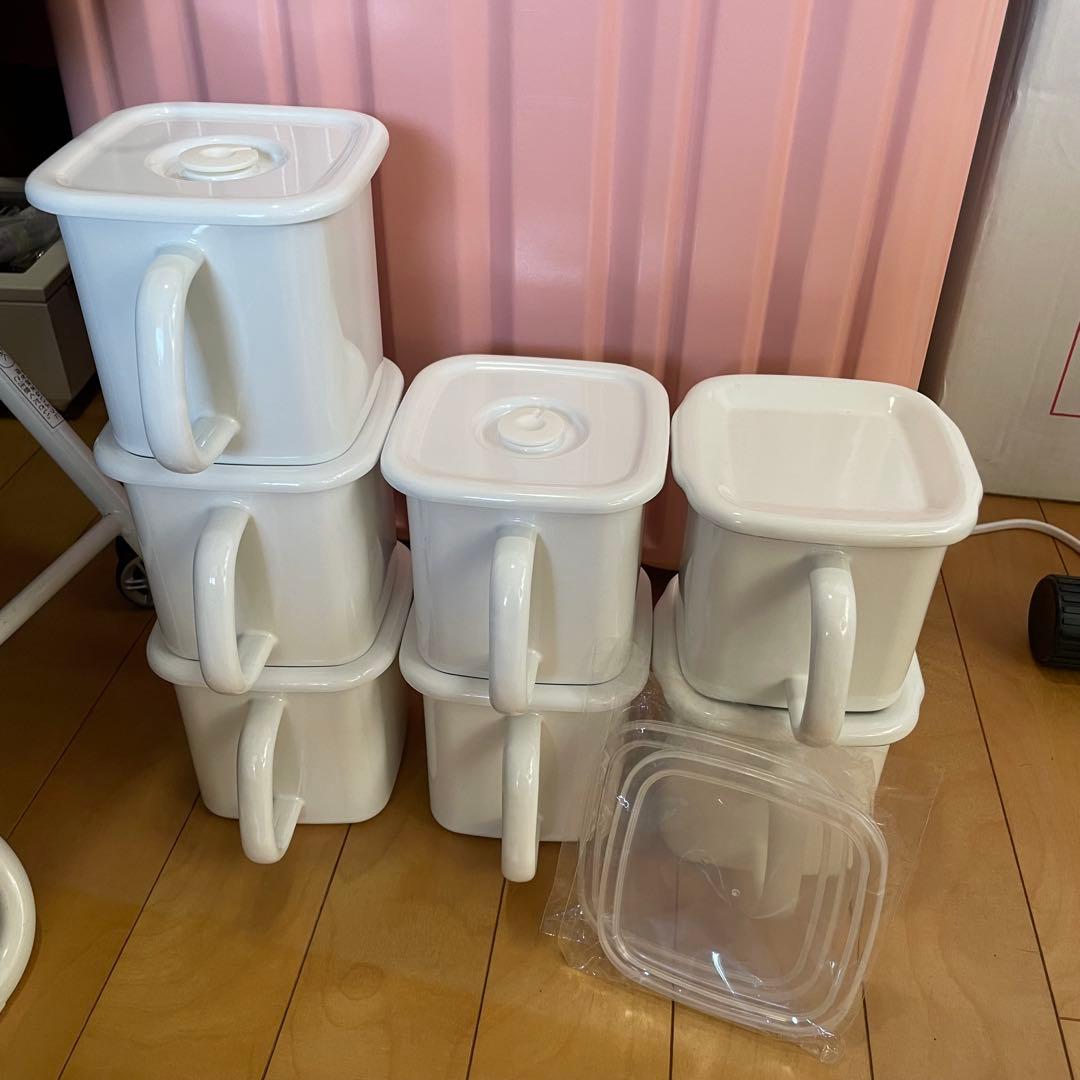 野田琺瑯　保存容器 ホーロー 持ち手付きストッカー 角型 Lサイズ 密閉