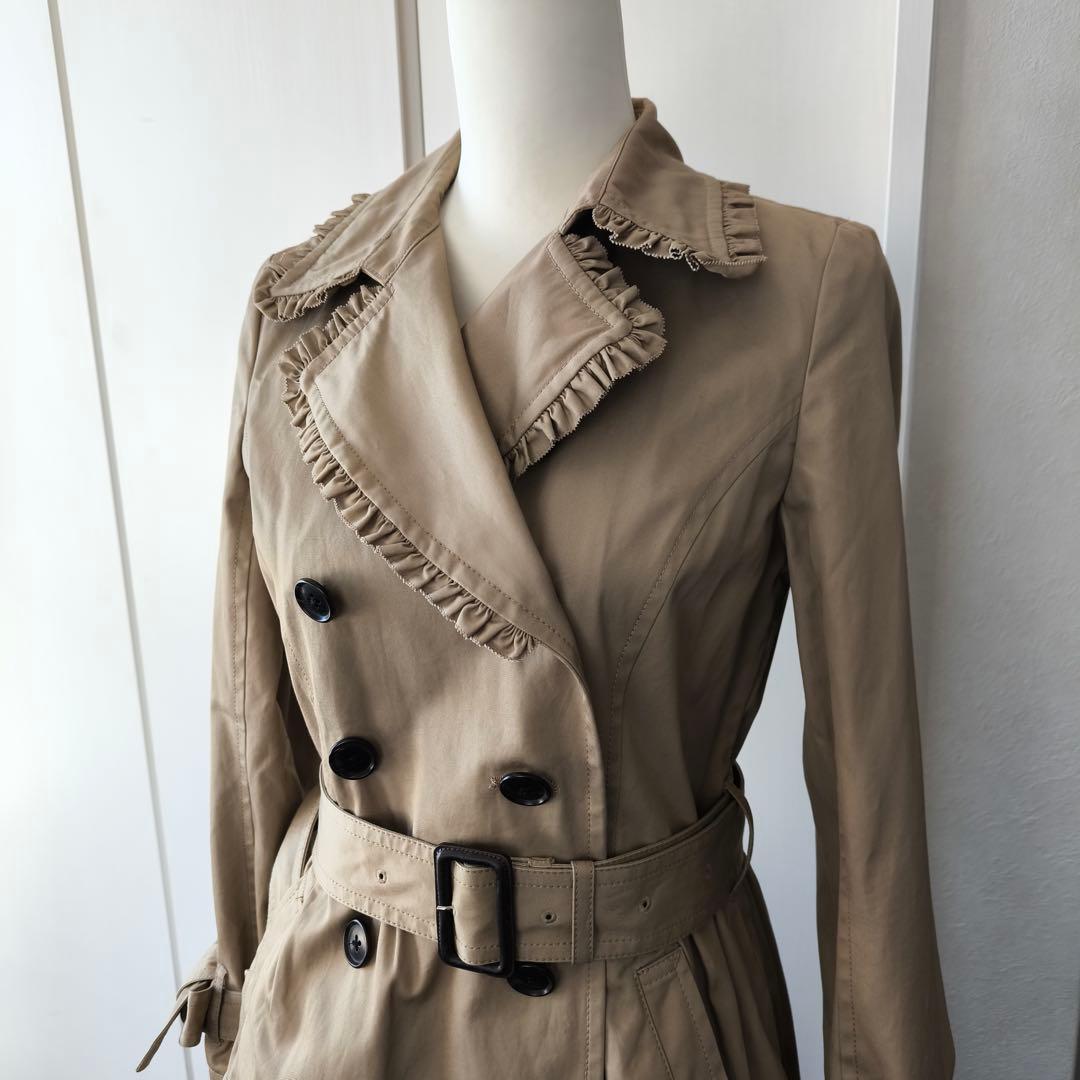 極美品　ピンクハウス　フリルトレンチコート　ロングコート　アウター