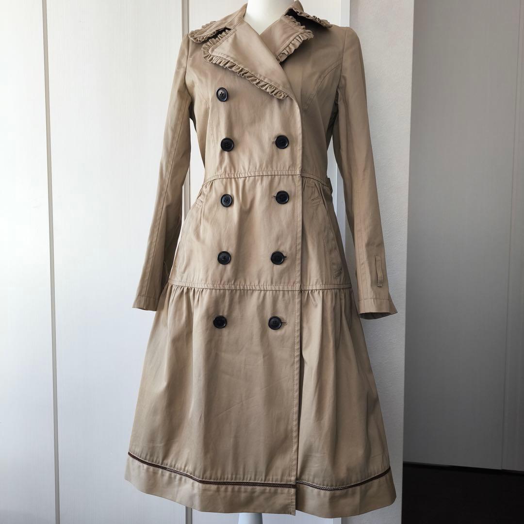 極美品　ピンクハウス　フリルトレンチコート　ロングコート　アウター