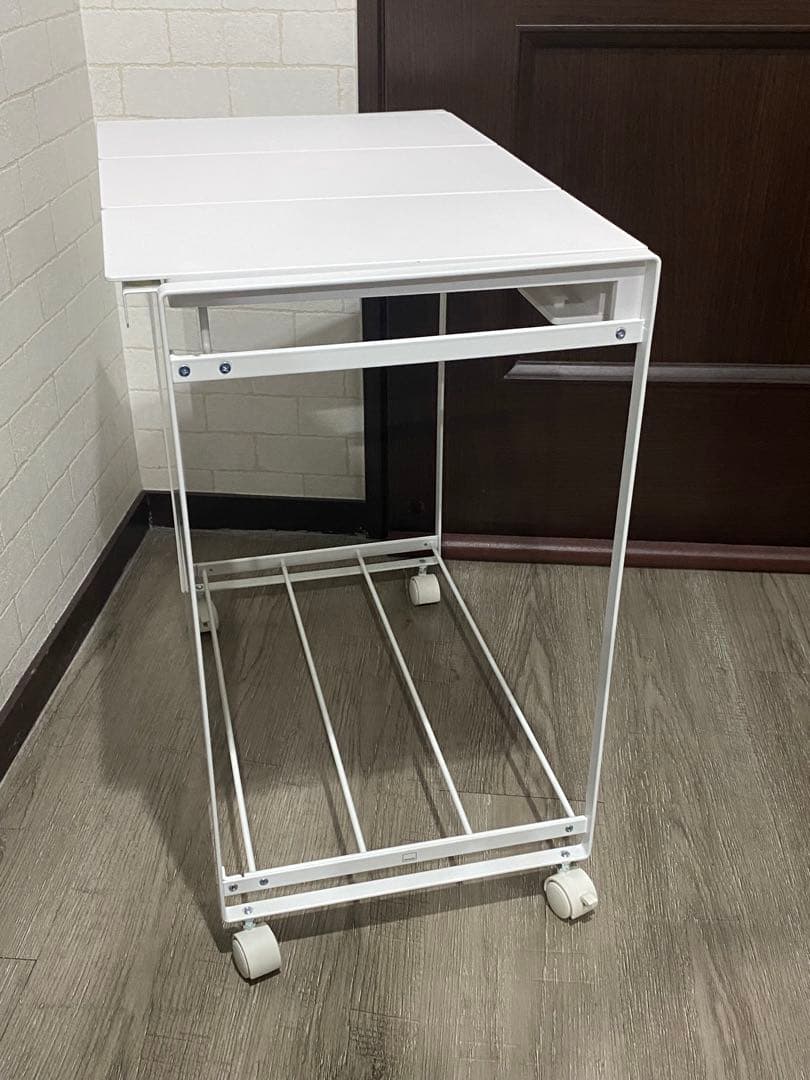 美品 山崎実業 Tower・タワー 目隠し蓋付き 3分別ダストワゴン 白