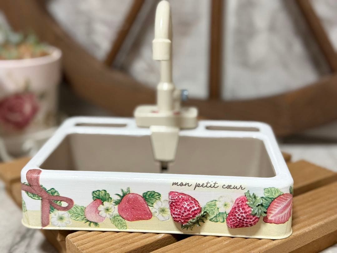 サイドテーブル※木製引き出しBOX※シンク型プランター※樹脂粘土※デコパージュ