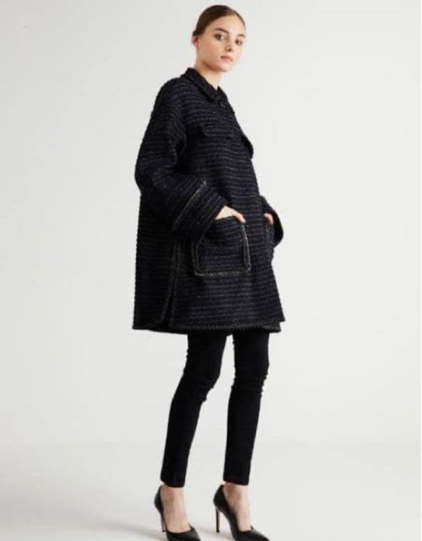 m*）様 ボーダーズアットバルコニー コート　38 ネイビー新品