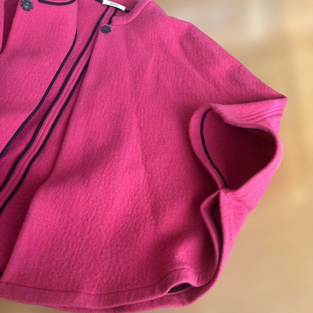 専用　美品ODEEH ケープコート　袖あり M〜Ｌゆったり　ピンク可愛い