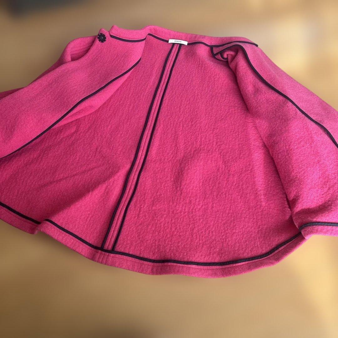 専用　美品ODEEH ケープコート　袖あり M〜Ｌゆったり　ピンク可愛い