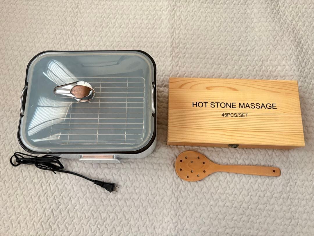 ホットストーンウォーマー＆しゃくし＆ストーン45個セット