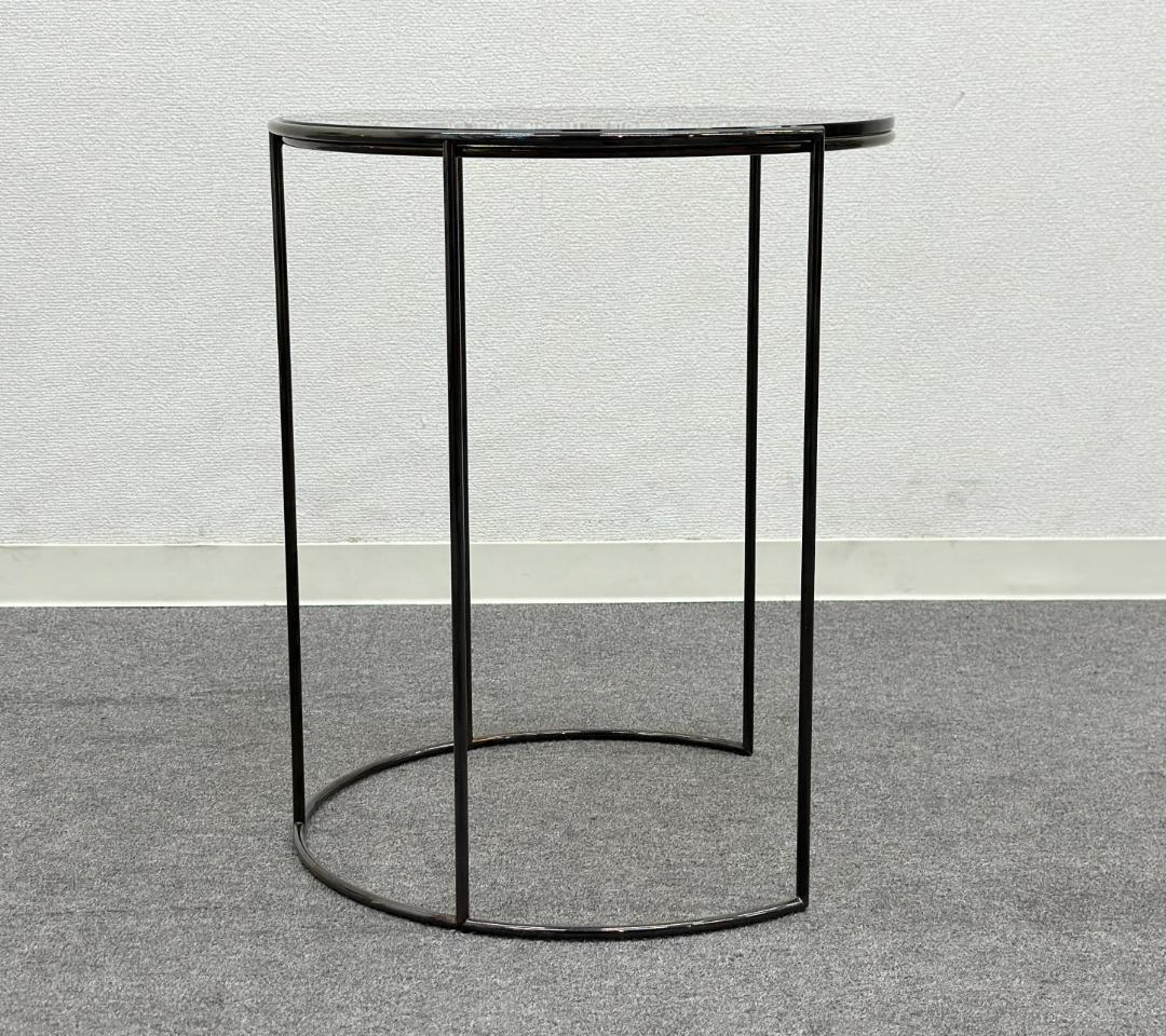 アルフレックス■CLIPS　ラウンド　サイドテーブル　直径40cm　ガラス　黒