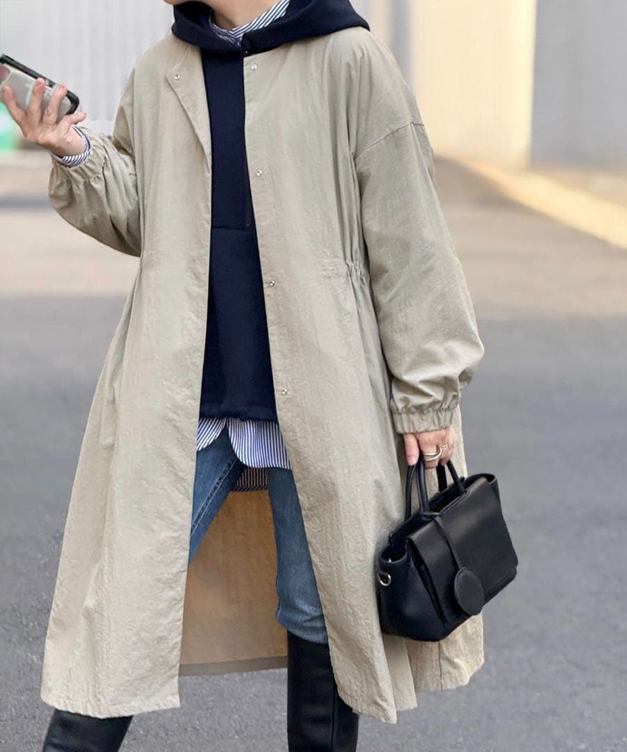 未使用級✨ビアズリー　バルーン袖フレアコート　ベージュ　Fサイズ 25年モデル