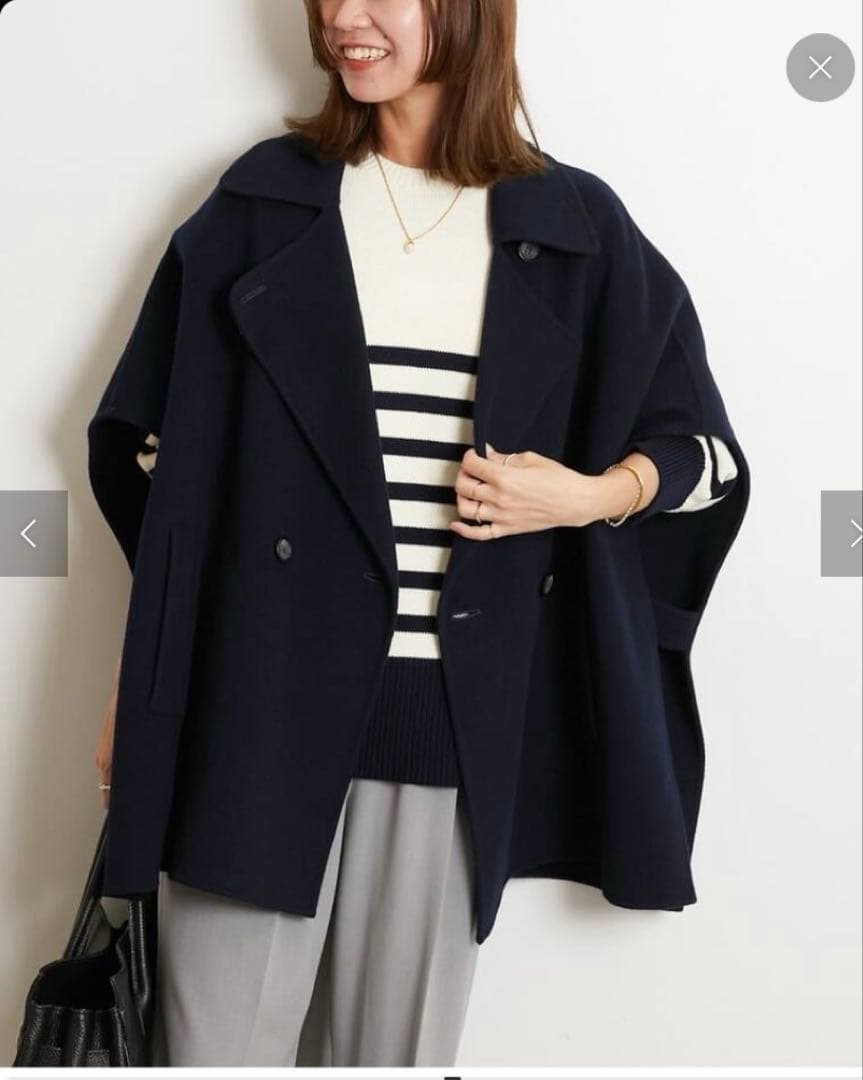 ウールナイロンリバーベスト　ネイビー　ポンチョ