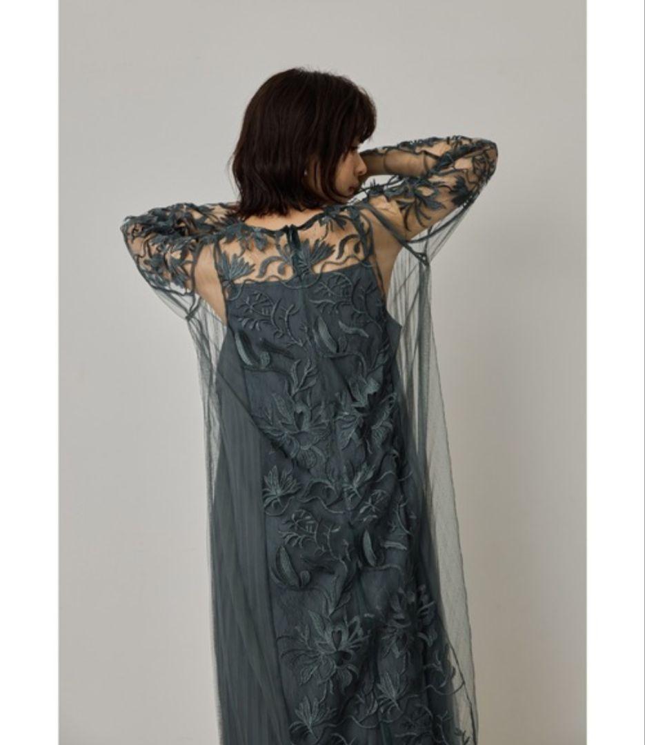 美品✨️niana　エスニックサイドプリーツドレス 　Lサイズ　グリーン