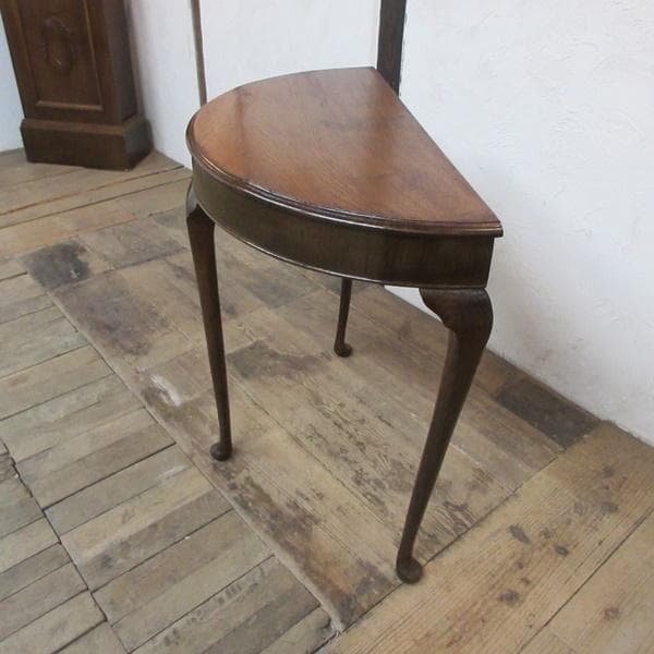イギリス アンティーク 家具 コンソールテーブル ハーフムーン 猫脚 6133e