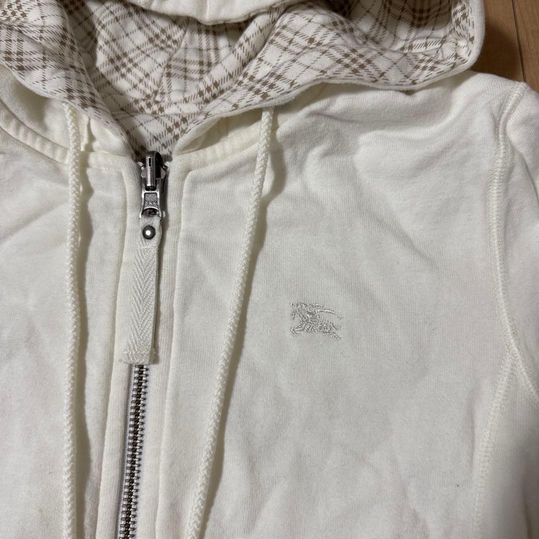 バーバリーブルーレーベル★長袖チェックリバーシブルパーカー38未着