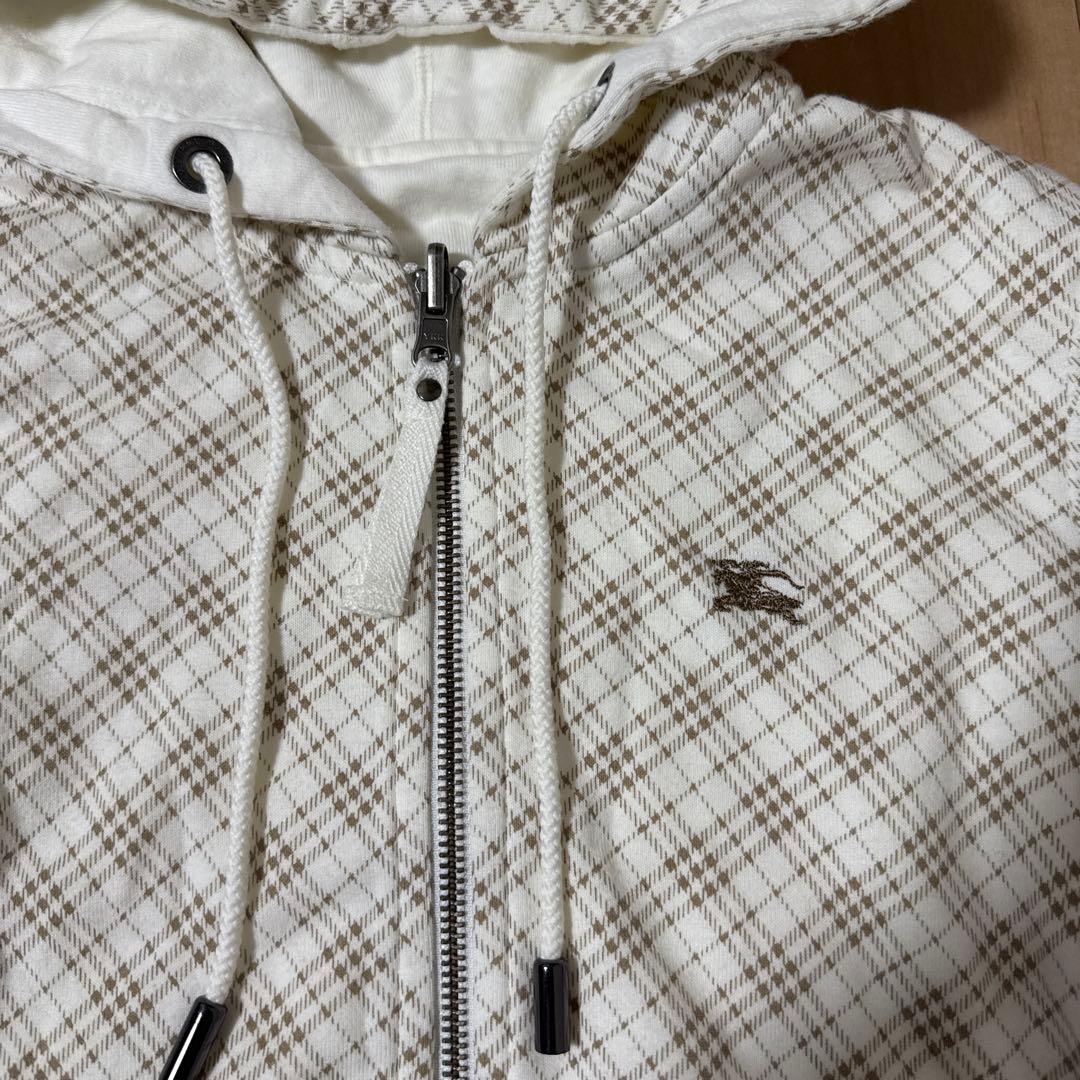 バーバリーブルーレーベル★長袖チェックリバーシブルパーカー38未着