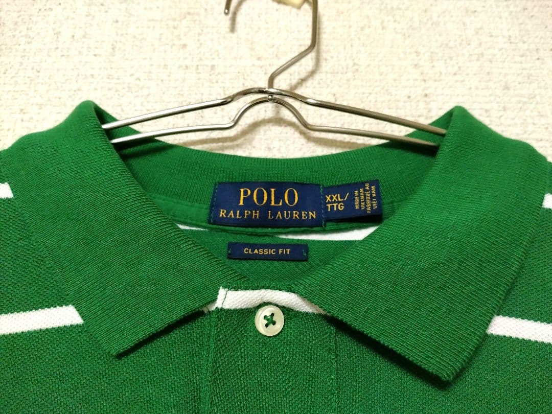 美品　XXL ポロ　ラルフローレン　ポロシャツ　ボーダー　半袖　刺繍
