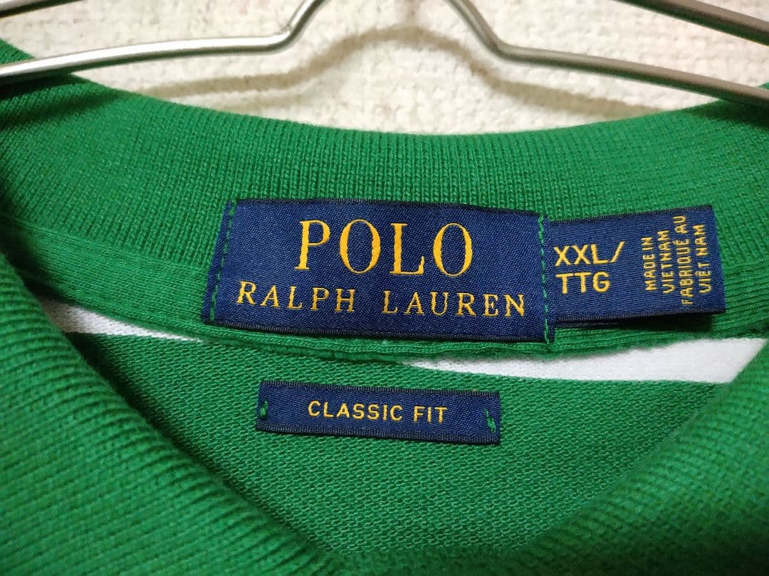 美品　XXL ポロ　ラルフローレン　ポロシャツ　ボーダー　半袖　刺繍