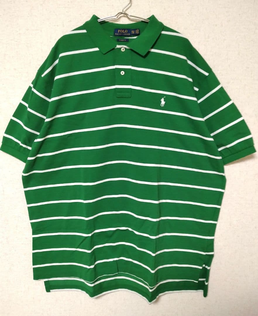 美品　XXL ポロ　ラルフローレン　ポロシャツ　ボーダー　半袖　刺繍