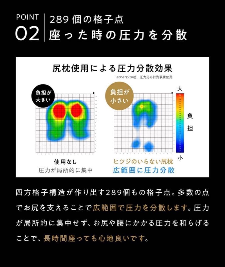 ヒツジのいらない尻枕 椅子クッション 低反発座布団 厚め 45x45x7cm