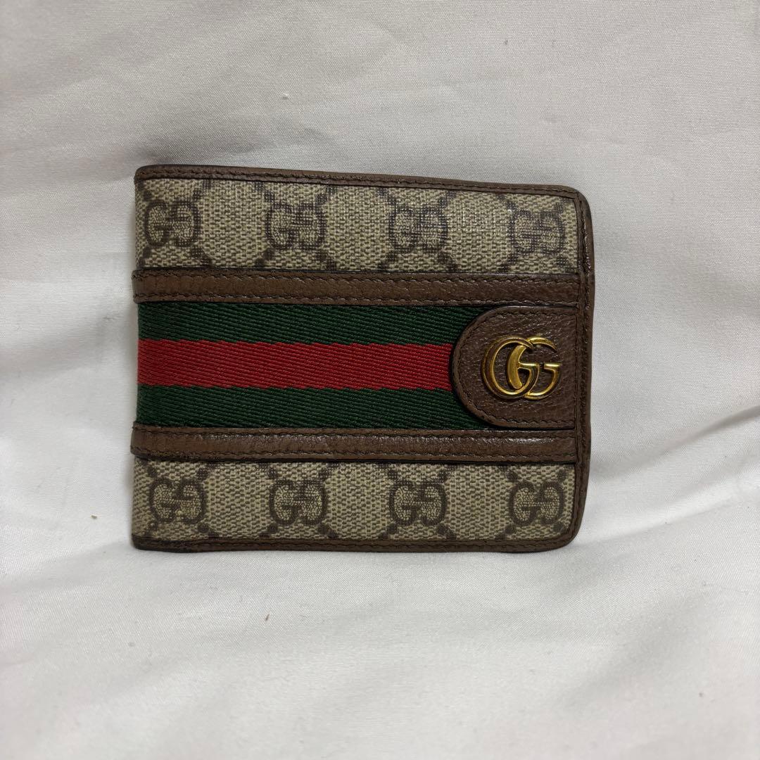 グッチ オフィディア GGスプリーム 597609 メンズ 二つ折り財布 中古