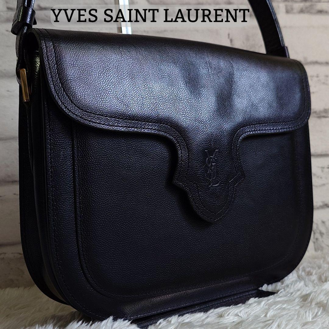 イヴサンローラン カサンドラ ショルダーバッグ ブラック レザー ビンテージ