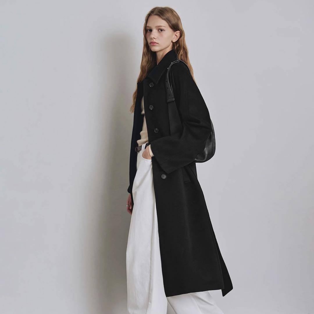 未使用 ステンカラー バルマカーン ロングコート 黒 韓国