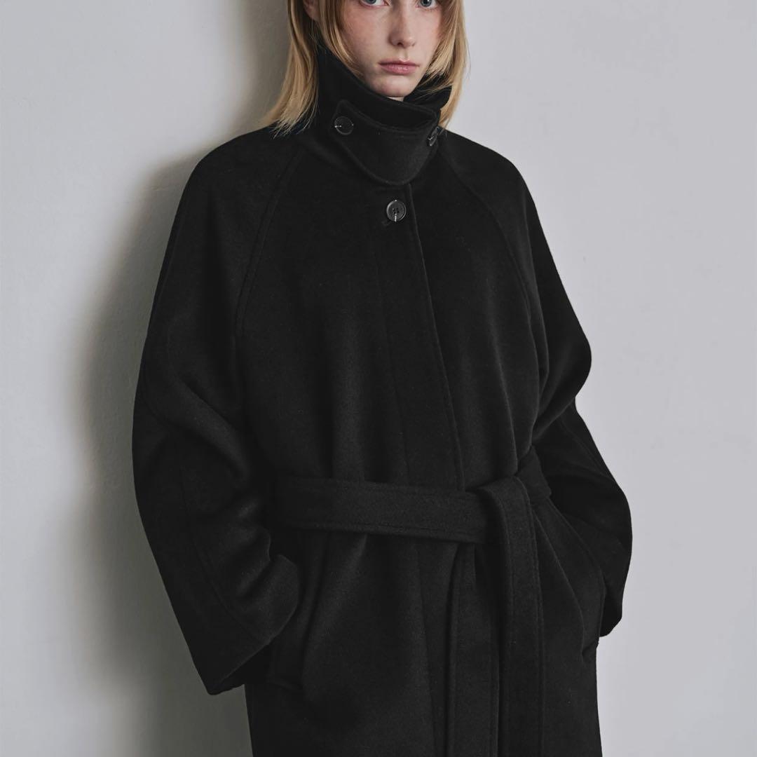 未使用 ステンカラー バルマカーン ロングコート 黒 韓国