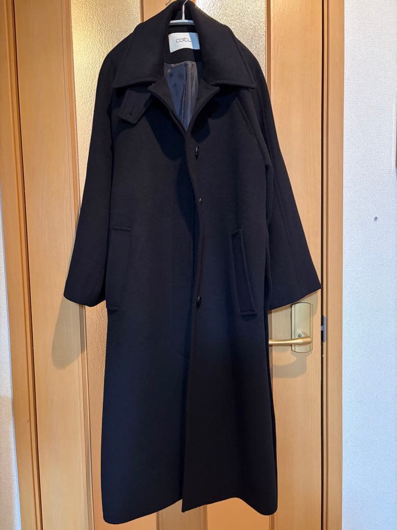 未使用 ステンカラー バルマカーン ロングコート 黒 韓国