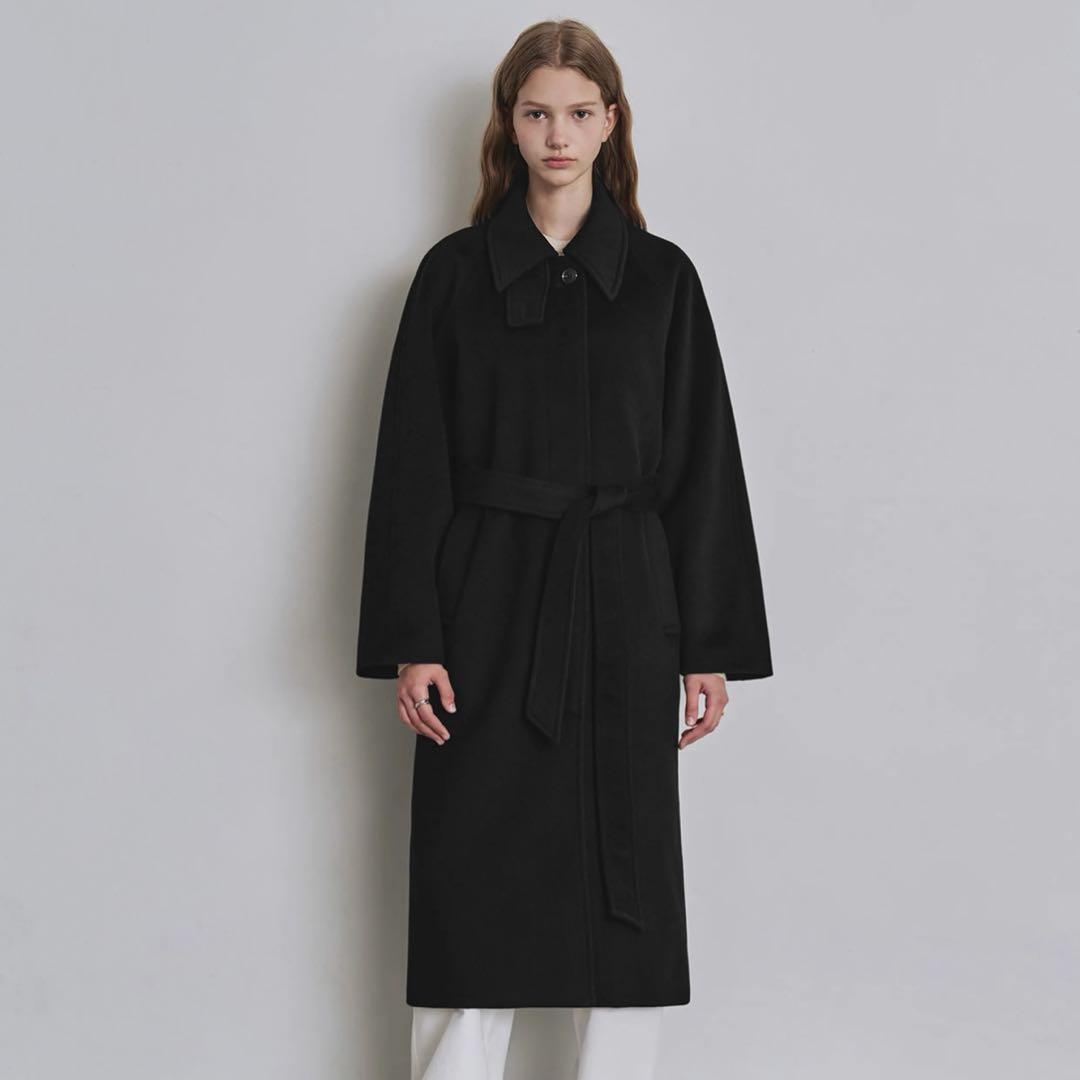 未使用 ステンカラー バルマカーン ロングコート 黒 韓国