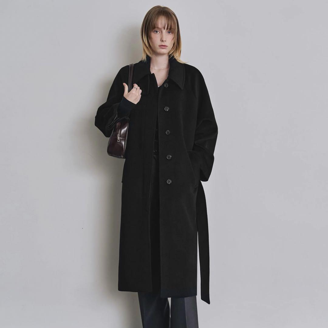 未使用 ステンカラー バルマカーン ロングコート 黒 韓国