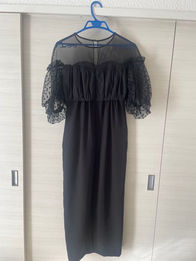 SNIDELフロッキードットワンピース パーティードレス オケージョンドレス